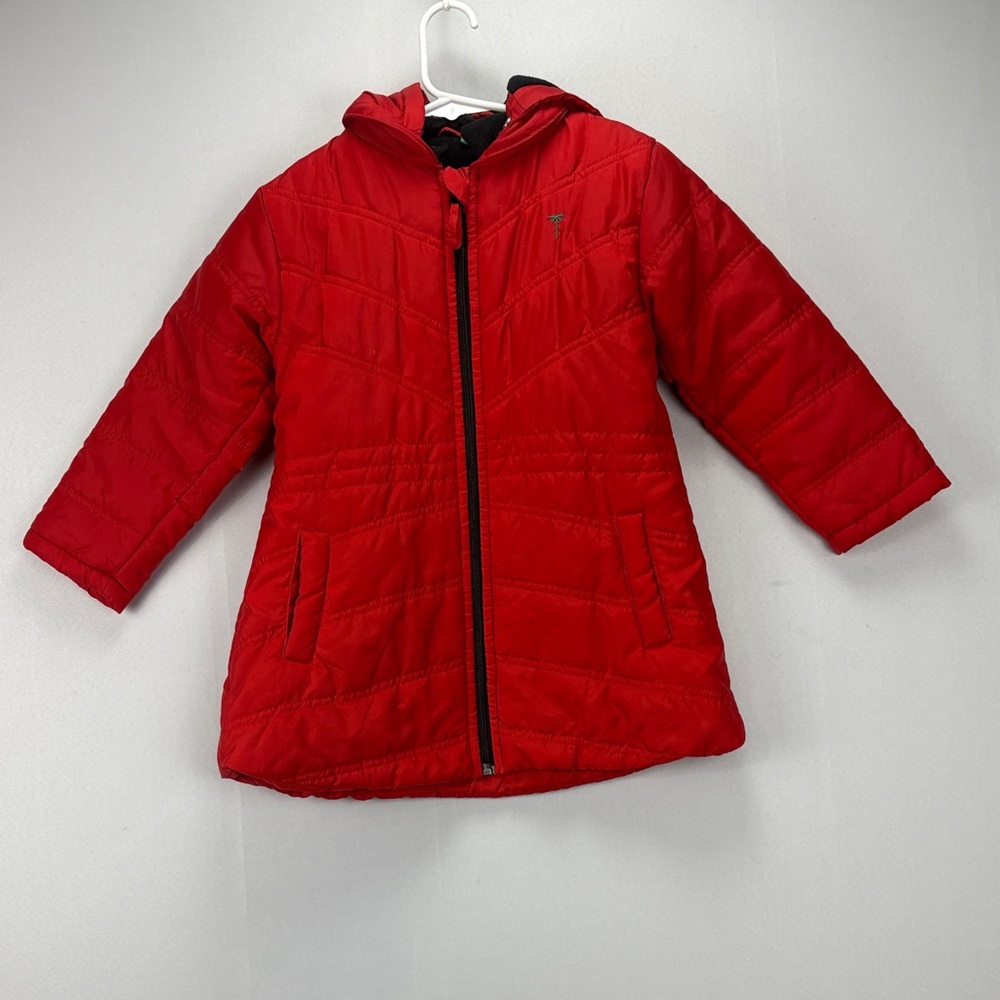 Kids Red Hooded Puffer Jacket